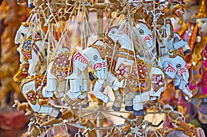 Elephants puppets in Mandalay store, Myanmar