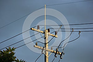 Eletricity line in dark sky sunset time