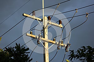Eletricity line in dark sky sunset time