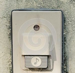 Eletronic Old Doorbell on The Concrete Wall