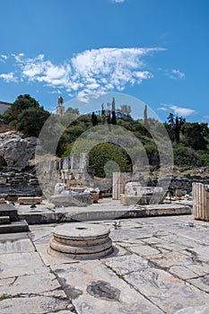 Eleusis Archaeological Site destination Attica Greece. Great Propylaea Eleusinian Mysteries Vertical