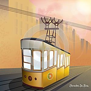 Elevador da Bica. Vector illustration decorative design