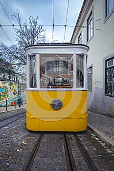 Elevador da Gloria, famous funicular in Lisbon, Portugal