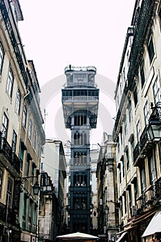 Elevador de Santa Justa in the centre of Lisbon, Portugal