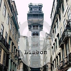 Elevador de Santa Justa in the centre of Lisbon, Portugal