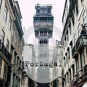 Elevador de Santa Justa in the centre of Lisbon, Portugal