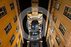 Elevador de Santa Justa in Lisbon at night