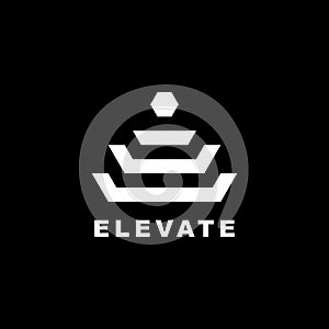 Elevate Abstract Logo Design. Top Building Lines Logo