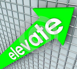 Elevate Word Green Arrow Rising Uplifting Higher Improvement
