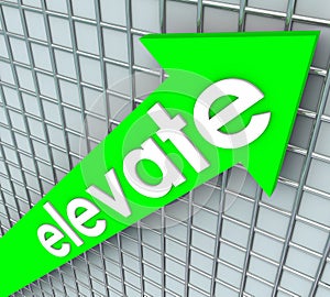 Elevate Word Green Arrow Rising Uplifting Higher Improvement photo