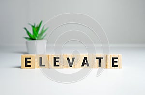 Elevate word written on wood block. Business concept