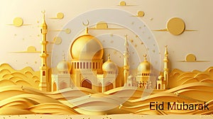 Elevate your greetings with these stylish golden eid mubarak cards