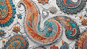 Stunning Paisley Pattern Embellishes a Modern StoneLook Wall Decor Accent A Visual Feast for Any Home