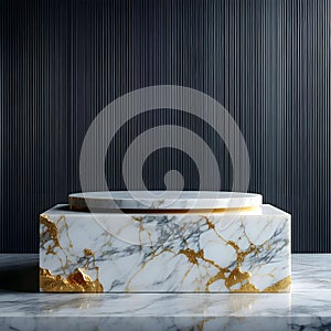 Golden Accent Marble Podium Natural Elegance in Rectangular Design photo