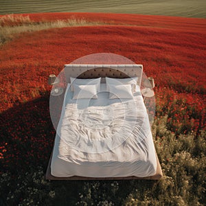 Poppy Dreams: Aerial Retreat with a Kingsize Bed in Bloom