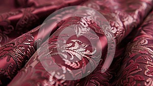 Elevate your space with this luxurious brocade textile in a rich burgundy color perfect for adding a touch of elegance