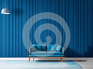 Elevate Your Space with Stylish Furniture and a Captivating Blue Wall Pattern Background.