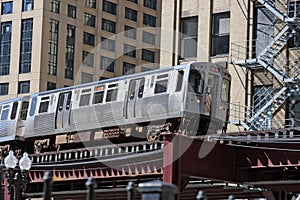 Elevated commuter train in Chicago