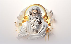 Elevated Divinity: 3D God\'s Face on White Background