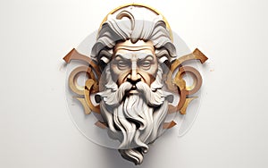 Elevated Divinity: 3D God\'s Face on White Background