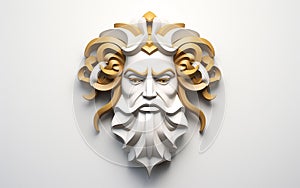 Elevated Divinity: 3D God\'s Face on White Background