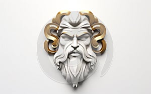 Elevated Divinity: 3D God\'s Face on White Background