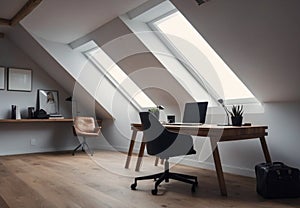 Elevated Efficiency: Bright Modern Attic Office Space