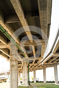 Elevated expressway. The curve of suspension bridge