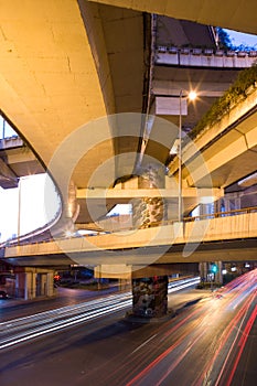 Elevated freeways in the intersection of Yan An Road and Chongging, Shanghai.