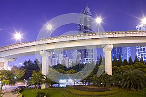 Elevated freeways in the intersection of Yan An Road and Chongging, Shanghai.