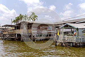 Elevated houses along the Chao Phraya River
