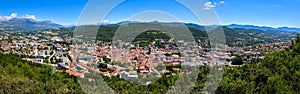 Elevated panoramic view of the city of Gap in the Hautes-Alpes in Summer. Alps, France