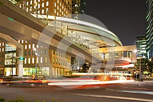 Elevated pathway and Yurikamome monorail at Shiodome Area in Shimbashi, Tokyo photo