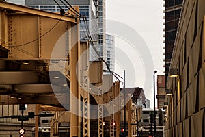 Elevated platform of Chicago`s iconic transit system, the CTA el train