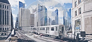 Elevated railway train in Chicago