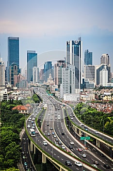 Elevated road and modern city photo