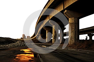 elevated skyway highway isolated transparent PNG file. Urban highway concrete street road.