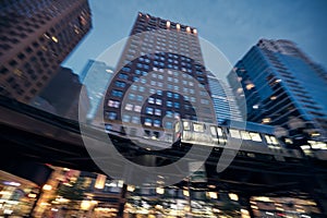 Elevated train in Chicago in blurred motion