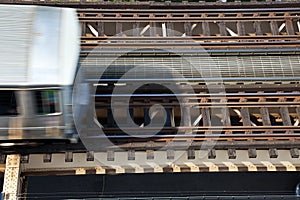 Elevated train trucks