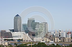 Elevated view of Canary Wharf, London