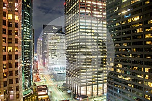 Elevated View of Downtown Houston at Night