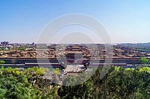 Elevated view of the forbidden city in Beijing