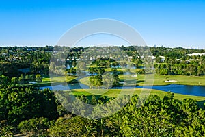 Elevated view of golf course
