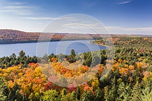 Elevated View of Lake and Fall Foliage - Ontario, Canada