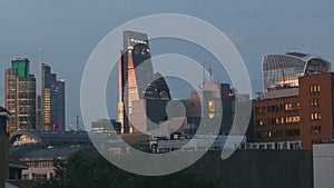 Elevated view over London City financial district