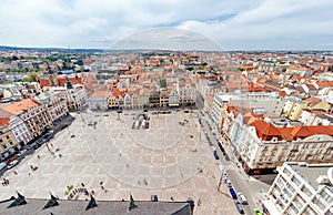 Elevated view of Republic Square. Pilsen Plzen, Czech Republic