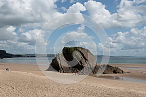 Elevated view of the south beach at Tenby