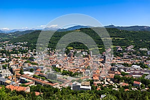 Elevated view in Summer of the city of Gap in Hautes-Alpes. Alps, France