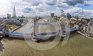 Elevated view to the Tower Bridge of London