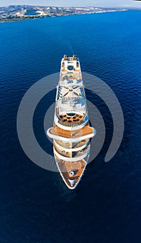 Elevated view at touristic cruise ship in the n sea